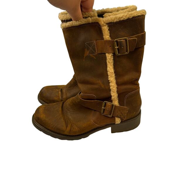 Clarks Brown Orinoco Art Leather Mid Calf Boots Size 9.5 - Picture 1 of 6